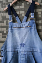 1950~60’s “Beau-Fort” French Indigo Moleskin Dungarees Overalls 古著法國工裝藍染鼴鼠皮吊帶褲 Boro縫補