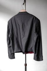Vintage Viscose Plaid Double Breasted Cropped Blazer Jacket