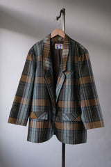 ”YESSICA by C&A” Vintage Plaid Blazer Jacket 復古格紋單釦休閒西裝外套