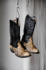 Tatanka's" Snake Skin Leather 2-Tone Cowboy Western Boots Snake Skin Two-Tone Carved Cowboy Western Boots