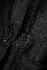 1940's "Le Mont St Michel" French Vintage Black Moleskin Boro Jacket French workwear vintage black moleskin ragged work jacket