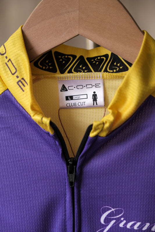 "CODE" Bikewear Cycling Jersey Retro full-zip cycling jersey purple/yellow