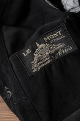 1940's "Le Mont St Michel" French Vintage Black Moleskin Boro Jacket French workwear vintage black moleskin ragged work jacket