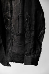 1940's "Le Mont St Michel" French Vintage Black Moleskin Boro Jacket French workwear vintage black moleskin ragged work jacket