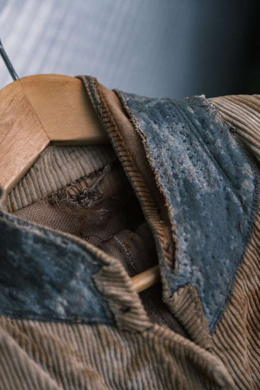 1950's French CONCHON-QUINETTE Distressed Corduroy Suit Jacket 法國古著舊化襤褸燈芯絨西裝外套