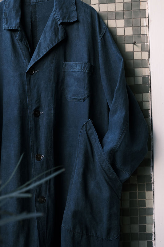 Early 20th C. "Maquignon" Indigo Linen  French Work Coat(商品在海葵工作室)