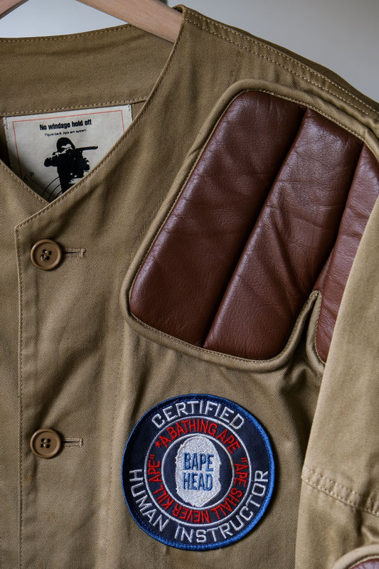 90s A Bathing Ape BAPE  Leather Patch Hunting Jacket  牛皮革拼接狩獵外套