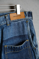 MATSUFUJI Denim Wide Trousers INDIGO 日本設計師品牌 膝蓋打褶立體丹寧寬褲