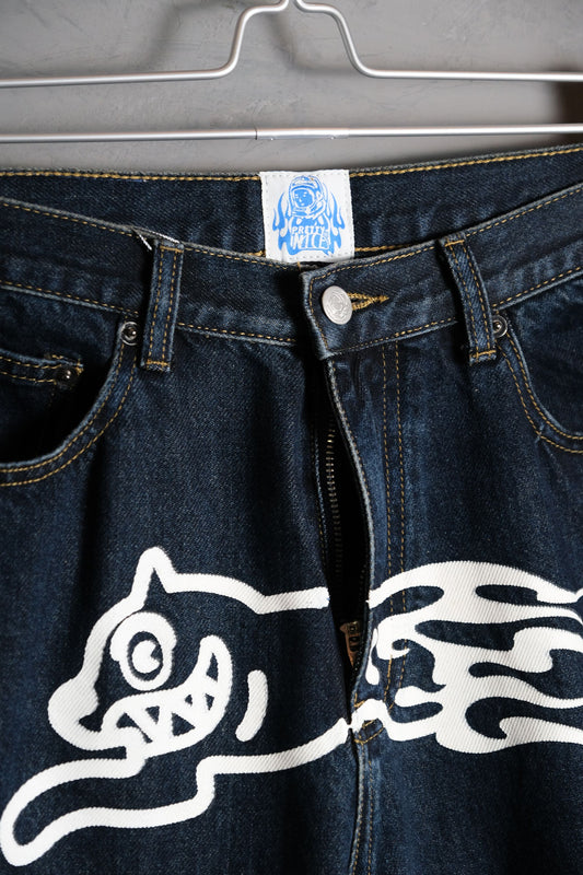 PRETTYNICE X BILLIONAIRE BOYS CLUB BLAZE DOG JEANS-BLUE 聯名印花牛仔寬褲