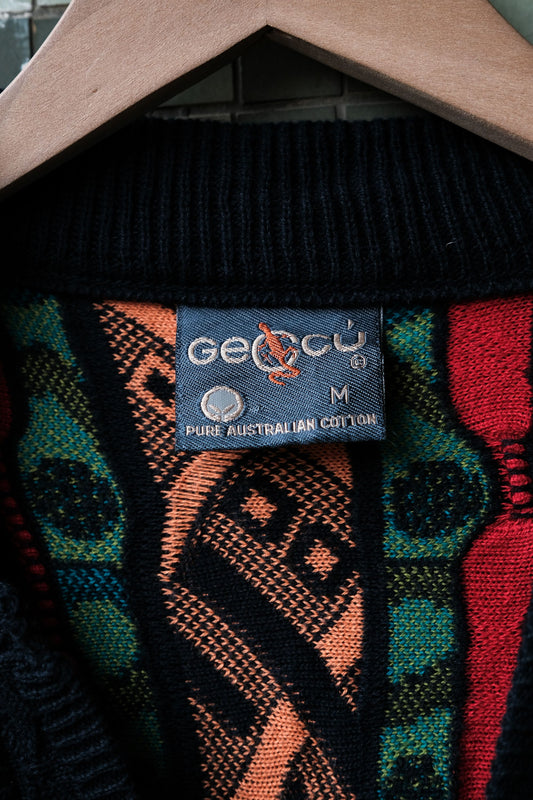 ”GECCU” Vintage 3D Knit Cardigan（COOGI STYLE）彩色立體編織毛衣開襟衫 澳洲製