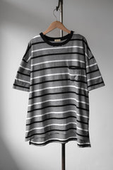 YSTRDY’S TMRRW Border Baggy Tee 日本設計師品牌 寬版條紋口袋短T 黑