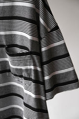 YSTRDY’S TMRRW Border Baggy Tee 日本設計師品牌 寬版條紋口袋短T 黑