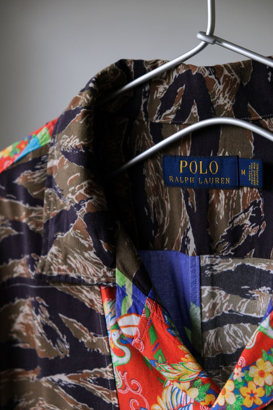 Polo Ralph Lauren Patchwork Hawaiian Shirt Ralph Lauren tabby camouflage pattern patchwork Hawaiian shirt