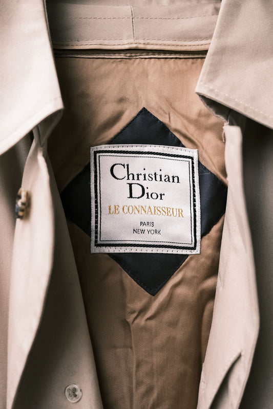 Christian Dior Vintage Trench Coat Houndstooth Lined 古著迪奧 經典單排釦風衣大衣 可拆內裏