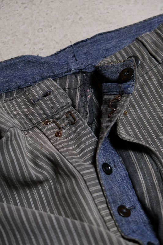 1950s French Vintage Striped Work Trousers 古著法國工裝條紋工作褲