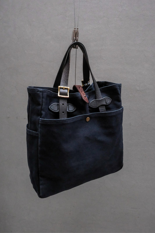 Filson Tote Bag Without Zipper Navy 海軍藍棉質皮革提把托特包 美國製