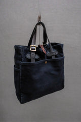 Filson Tote Bag Without Zipper Navy 海軍藍棉質皮革提把托特包 美國製
