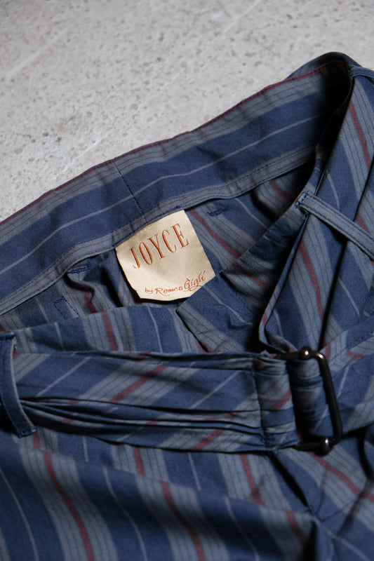 Joyce by Romeo Gigli Striped Cropped Pants 義大利時裝設計師品牌合作款 腰帶條紋九分褲 義大利製