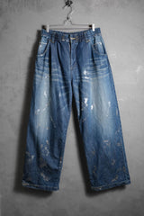 CLESSTE 24A/W Silver Print Vintage Wash Selvedge Denim Wide Pants Japanese designer brand silver-plated print denim wide pants