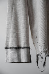 ANCELLM Damage Waffle Crew L/S T-Shirt Japanese designer brand waffle damage inner wear long sleeve light gray