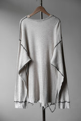 ANCELLM Damage Waffle Crew L/S T-Shirt Japanese designer brand waffle damage inner wear long sleeve light gray
