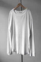 ANCELLM Damage Waffle Crew L/S T-Shirt 日本設計師品牌 華夫格破壞內搭長袖 白