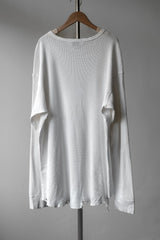 ANCELLM Damage Waffle Crew L/S T-Shirt 日本設計師品牌 華夫格破壞內搭長袖 白