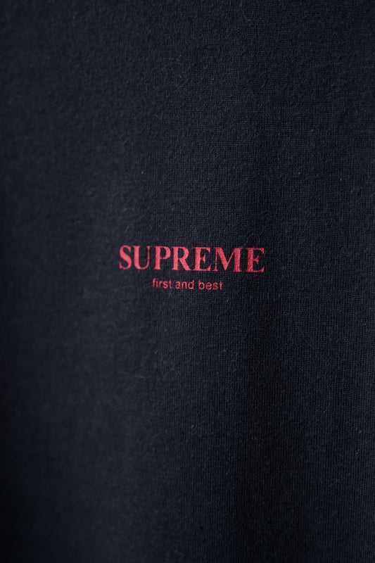 Supreme F/W18 First and Best Tee Navy Small Slogan Short T