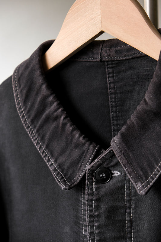 1950s French Vintage “Debure & Deverchere” Black Moleskin Work Jacket 古著法國工裝 黑鼴鼠皮工作夾克