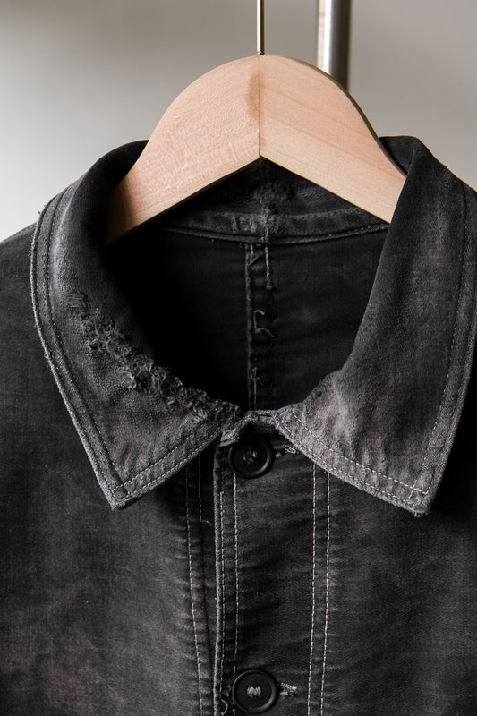 1950s French Vintage “Le Mont St Michel” Black Boro Moleskin Work Jacket 古著法國工裝 黑鼴鼠皮工作夾克