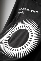 WIZZARD「Oscillations Circle Again」カットソーTシャツ 日本のデザイナーブランド Tianzhu コットン ドロップショルダー ワイドバージョン プリント ショートTシャツ