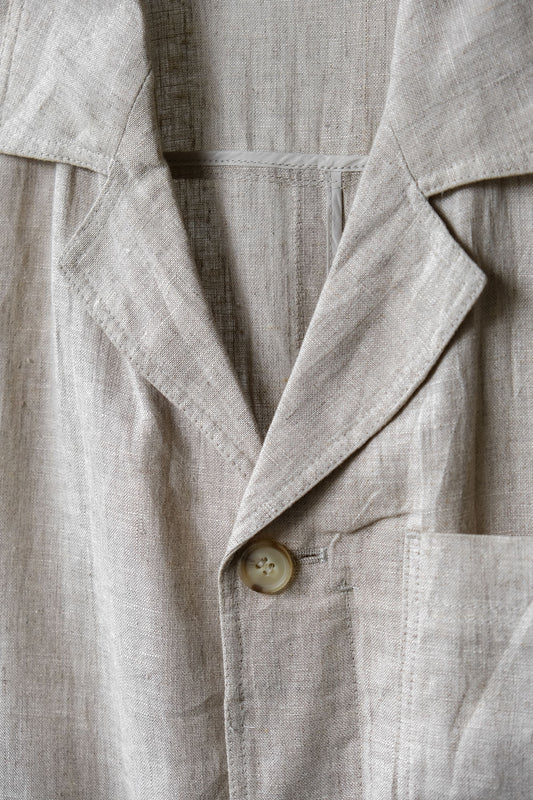 Vintage Beige Linen Blazer Jacket 復古胚色亞麻西裝外套