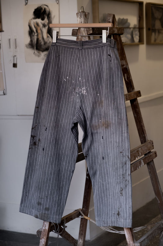 1950's French Vintage 2 Tuck Cotton Striped Work Pants(商品在海葵工作室)