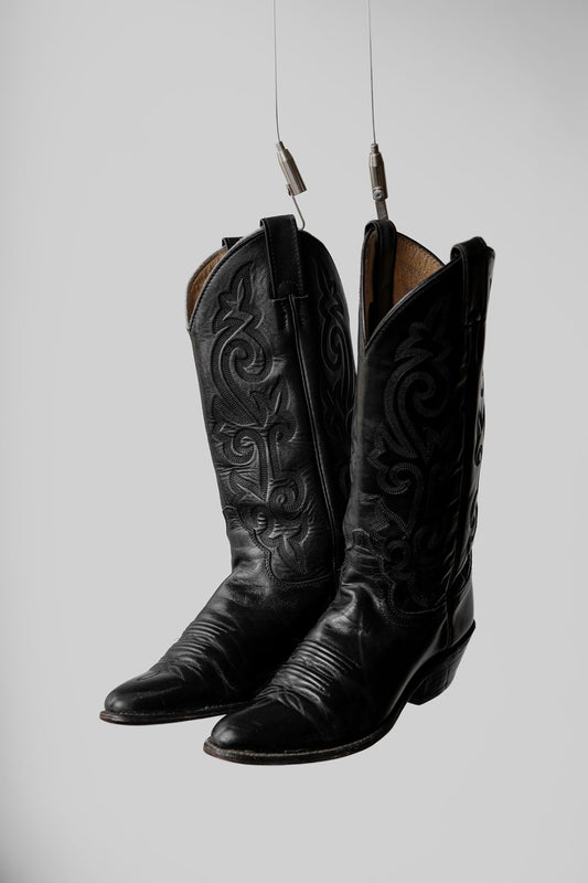 ”Justin” Leather Cowboy Western Boots Made in USA美國製 復古雕花牛仔西部靴 女碼