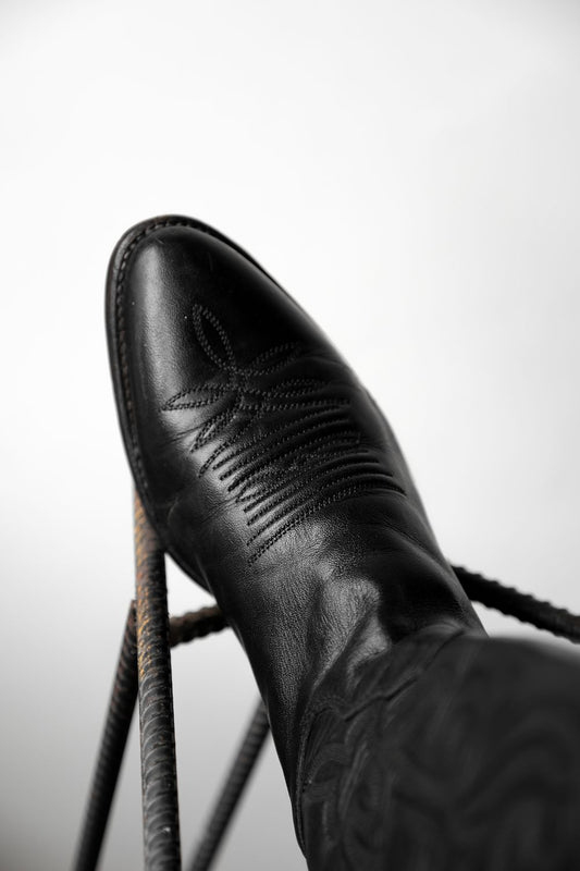 ”Justin” Leather Cowboy Western Boots Made in USA美國製 復古雕花牛仔西部靴 女碼