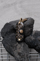 CALEE Black Leather Pyramid Stud Key Case 日系復古美式品牌 金字塔鉚釘皮革鑰匙包 全新