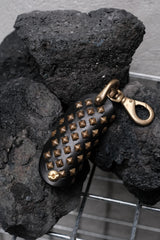 CALEE Black Leather Pyramid Stud Key Case 日系復古美式品牌 金字塔鉚釘皮革鑰匙包 全新