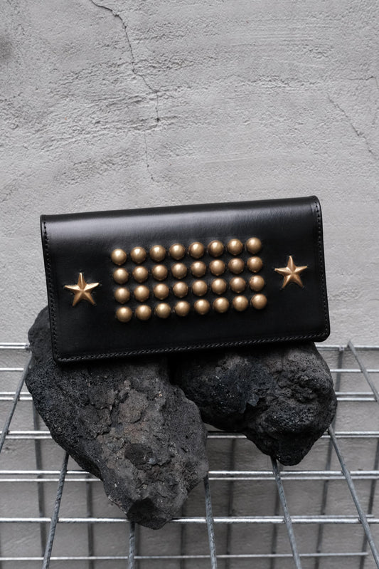 CALEE Brass Studded Leather Long Wallet 日系復古美式品牌 星星鉚釘黃銅扣長夾 全新