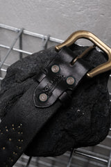 CALEE Western Brass &amp; Jewel Studded Leather Belt 日系復古美式品牌 黃銅多彩寶石鉚釘馬毛拼接皮革皮帶