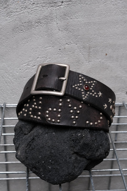 HTC Hollywood Trading Company CAPRICORN Studded Belt 美國古董皮件品牌 摩羯座字體鉚釘皮帶