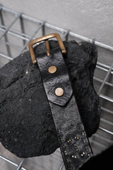 HTC Hollywood Trading Company EMBOSS POLICE BLACK FULL STUDS BELT 美國古董皮件品牌 黑色皮革壓紋滿版鉚釘寶石皮帶