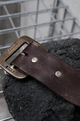 HTC Hollywood Trading Company Brown 5-Row Pyramid Stud Belt with Red Stone Buckle 美國古董皮件品牌 深棕色5排全金字塔鉚釘紅石扣皮帶