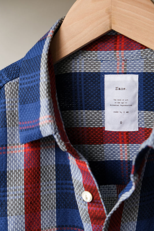 Name. Plaid Cotton/Ramie Oversized Shirt 日本設計師品牌 棉麻彎袖寬版襯衫 日本製