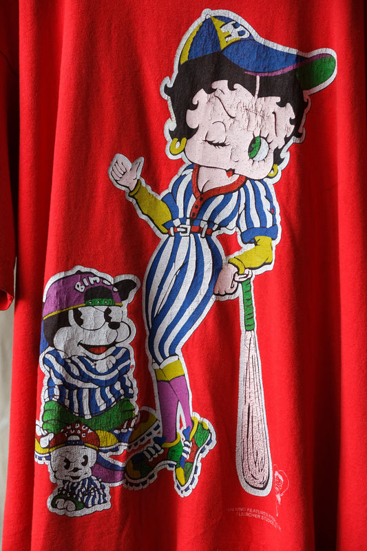 1994 Vintage Betty Boop Baseball Print Tee Made in USA 美國製古著 貝蒂娃娃短踢 單線車縫 水果牌