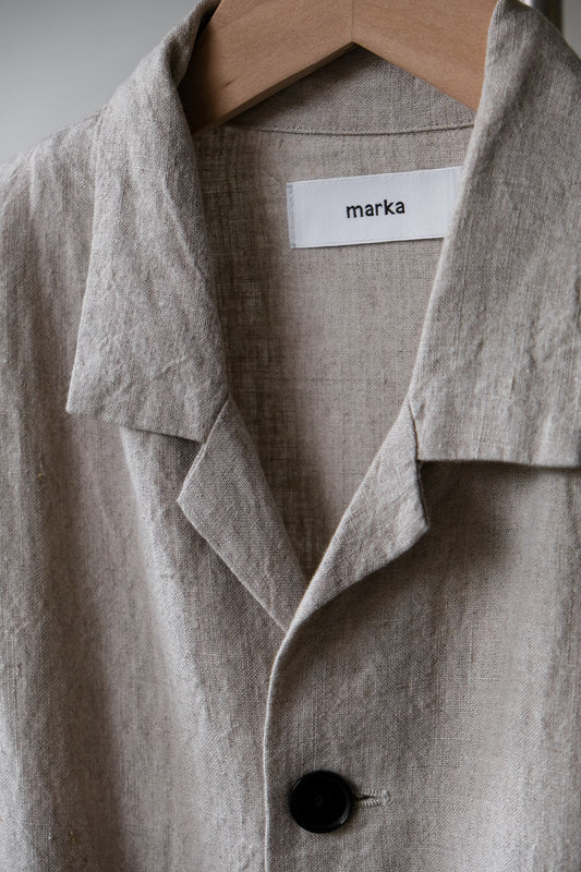 Marka Linen Canvas Wide Shirt Jacket 日本設計師品牌 亞麻排扣襯衫外套 日本製
