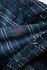 Vintage African Indigo Striped Fabric 非洲靛藍條紋古布 (深藍)