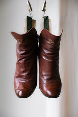 Undercover Leather Wedge Boots 高橋盾 棕色皮革楔型靴 絲絨裝飾(商品在海葵工作室)