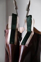 Undercover Leather Wedge Boots 高橋盾 棕色皮革楔型靴 絲絨裝飾(商品在海葵工作室)