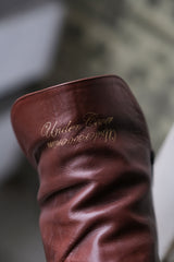Undercover Leather Wedge Boots 高橋盾 棕色皮革楔型靴 絲絨裝飾(商品在海葵工作室)