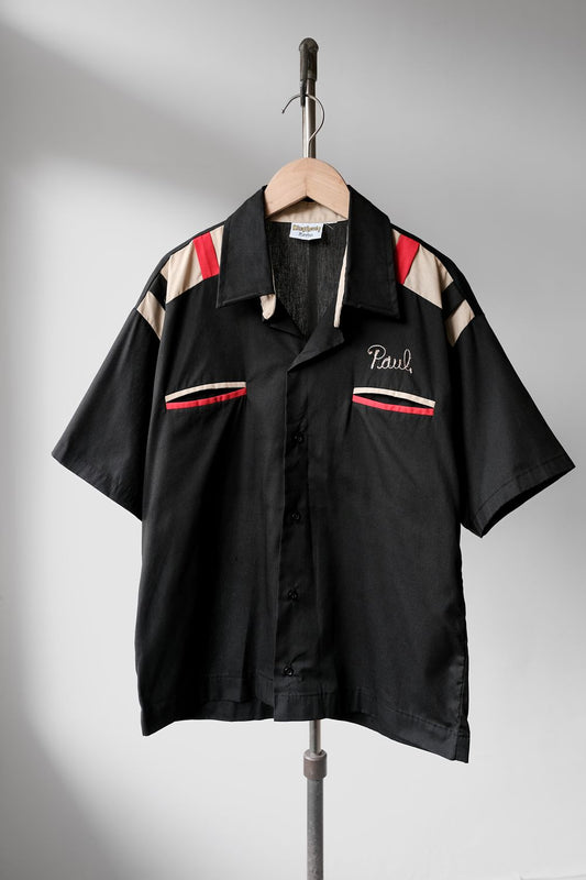 1980's "King Louie" Polyester Bowling Shirt (Chain Stitch &amp; Print) 80s vintage bowling shirt chain embroidery / print